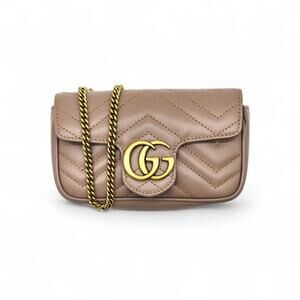 Gucci GG Marmont Super Mini Bag Shoulder Bag Taupe Beige - New $1460